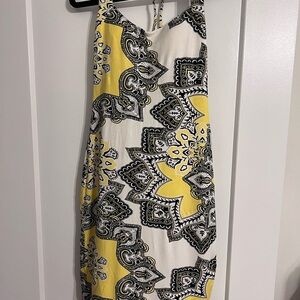 Yellow and White Paisley Women's Dress
